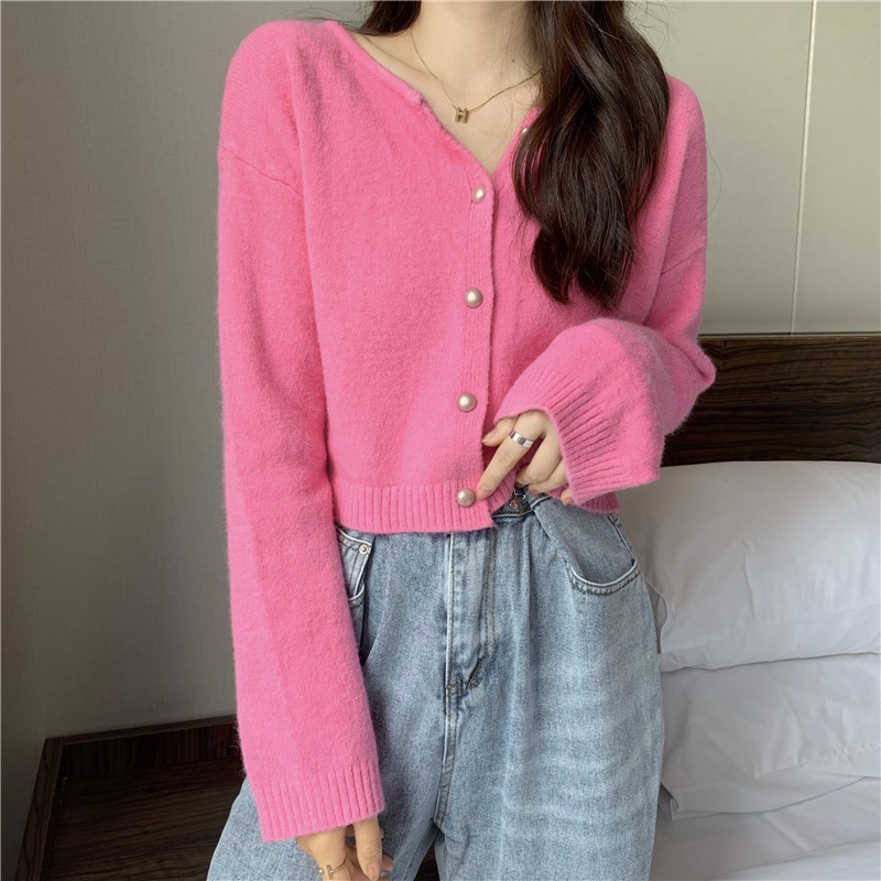 Áo Khoác Cardigan Cổ Tròn Tay Dài Màu Trơn Dễ Phối Đồ | BigBuy360 - bigbuy360.vn