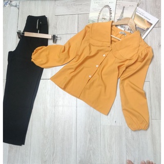 Set áo sơ mi 2 lá phối quần suôn