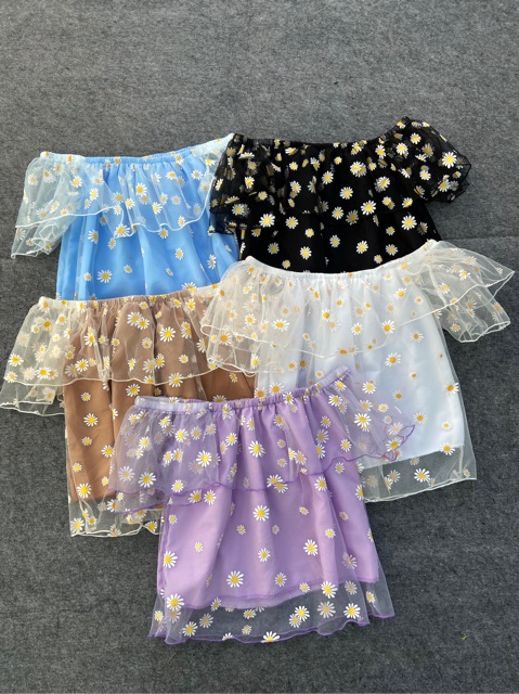 [ Mã WASTAPR giảm 10K đơn 50K] ÁO TRỄ VAI HOA CÚC PHỐI LƯỚI | BigBuy360 - bigbuy360.vn