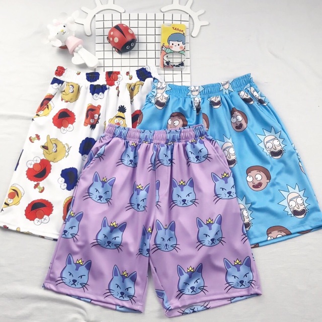 Quần short cartoon in hoạt hình - quần hoạt hình unisex