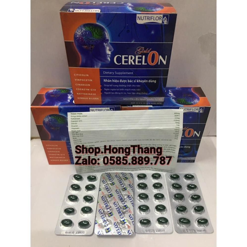 Viên uống Cerelon Giúp bổ sung dưỡng chất cho não hiệu quả viên uống hoạt huyết dưỡng não 100 viên