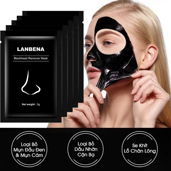 [Hàng Có Sẵn] LANBENA Set 10 Miếng Gel Lột Mụn Mũi, Mụn Cám &amp; Mụn Đầu Đen Gói 5g (Đủ 1 Lần Dùng)