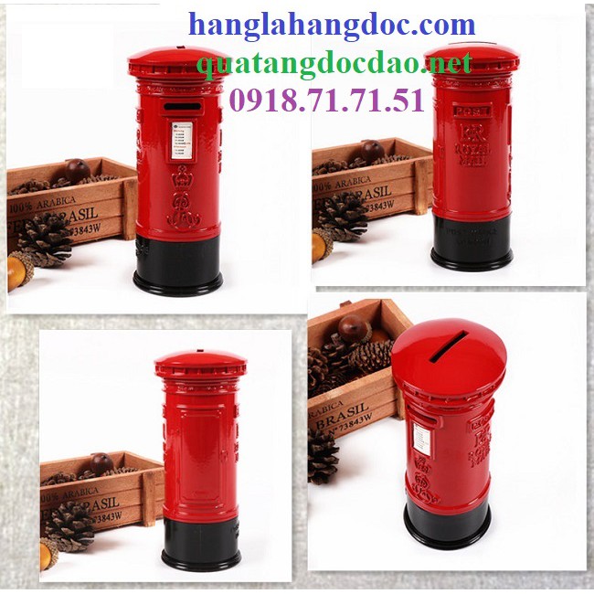 Thùng thư đỏ biểu tượng của London (18cm), trang trí decor vintage độc đáo