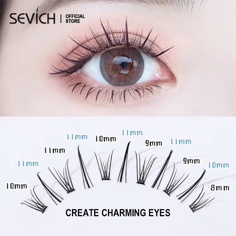 Lông Mi Giả Chùm Tự Nối SEVICH Dáng Chữ A Chữ V Mix Size - 11 Mẫu Mi Hot Trend Tiktok Douyin