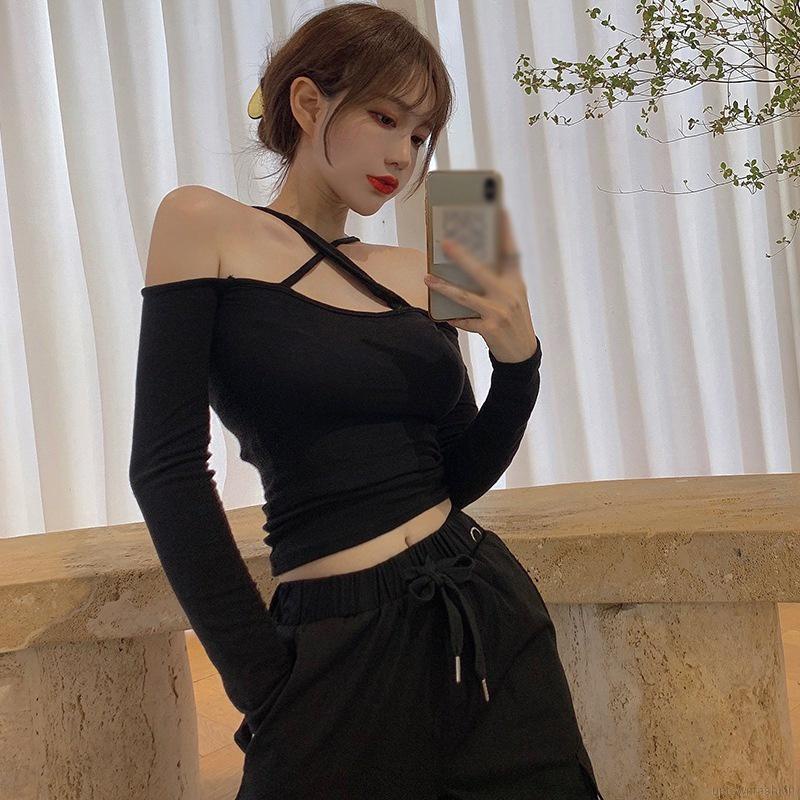 Áo thun nữ tay dài trễ vai thời trang quyến rũ