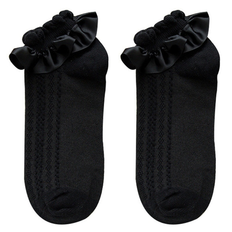 Đôi vớ ngắn dệt gân sọc viền nhún bèo phong cách lolita harajuku Nhật Bản ngọt ngào xinh xắn dành cho nữ