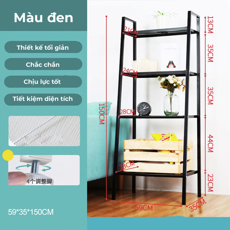 Kệ sắt decor 4 tầng, kệ để đồ hình thang trang trí nhà cửa