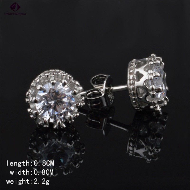 Khuyên tai hình vương miện đính đá Zircon thời trang