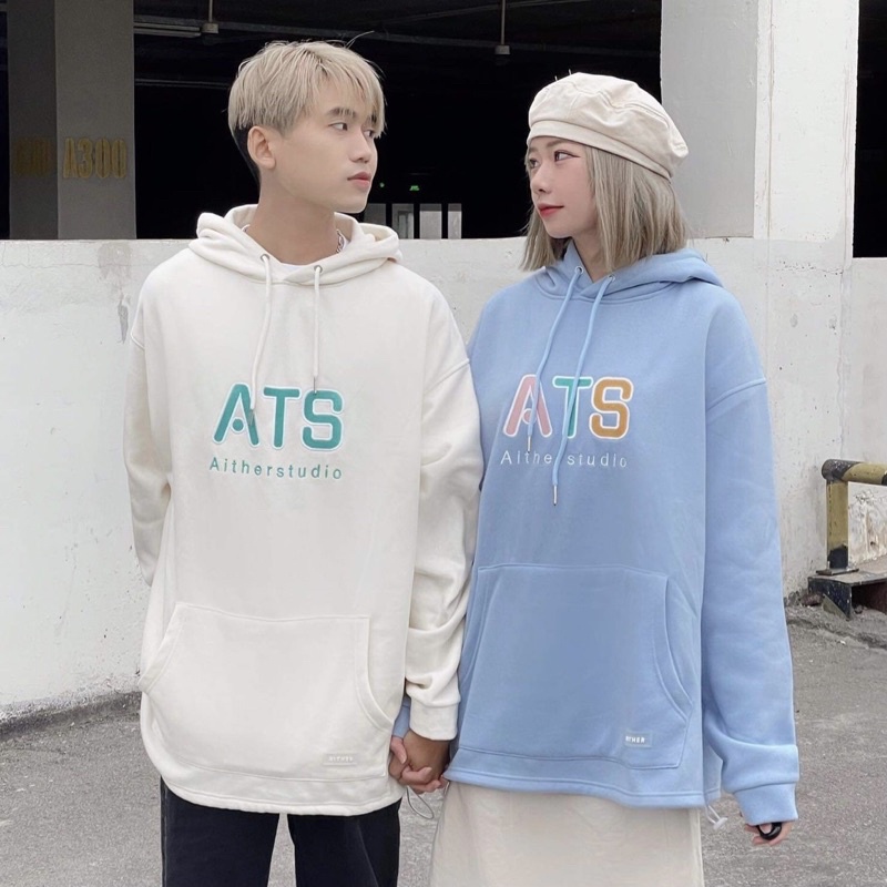 AITHERSTUDIO-ÁO Hoodie thêu Big Logo Form rộng