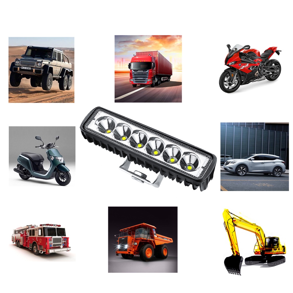 Thanh Đèn Led 6 Bóng 12V 18W 800LM Cho Xe Hơi Xe Tải