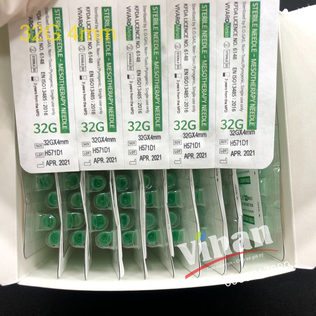 Đầu Kim tiêm dưỡng chất 32G4mm | Vivaro Meso - Kim Meso 32G | Kim Tiêm Nano
