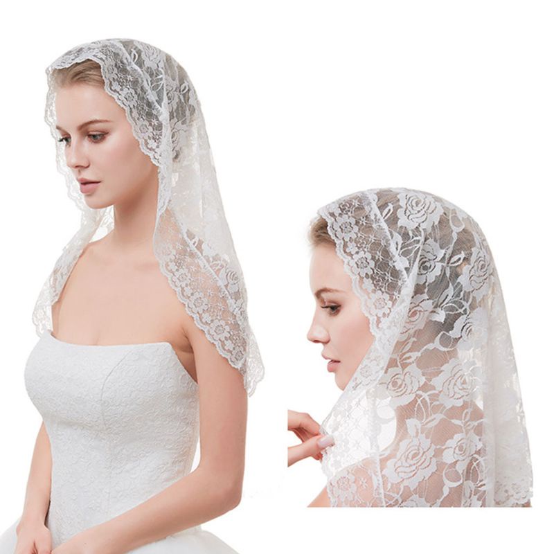 Mạng Che Mặt Một Lớp Bằng Vải Jacquard Ren Hoa Tinh Tế Kích Thước 95x55CM Dành Cho Bạn Nữ Trong Tiệc Cưới