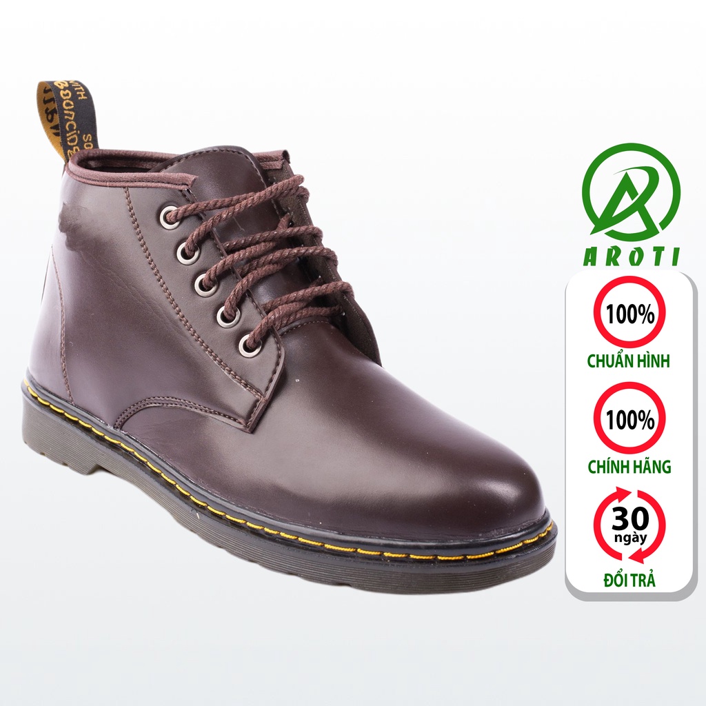 Giày Cao Cổ Nam AROTI Boot Da Chất Đẹp Cao Cấp,Đế Khâu Chắc Chắn Form Mạnh Mẽ,Cực Nam Tính Màu Nâu,Đen-Đủ size M354-N VN