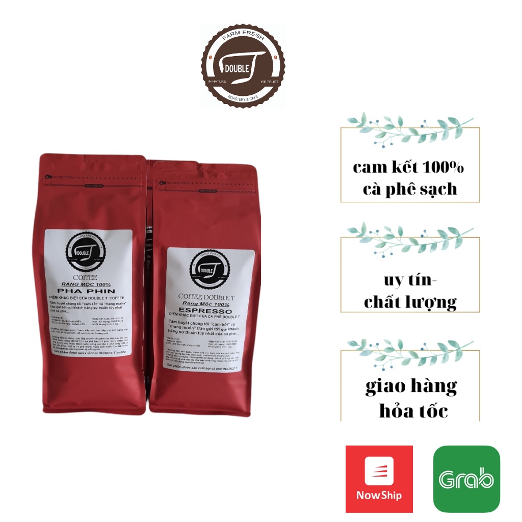 Cà Phê Nguyên Chất Pha Phin - Cà Phê Bột Double T Gói 1kg