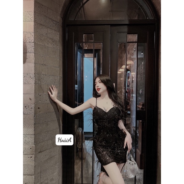 Đầm kim sa phối lông