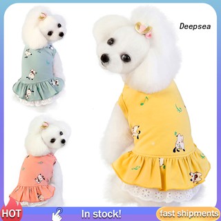 Đầm cotton in hoạt hình dễ thương cho thú cưng