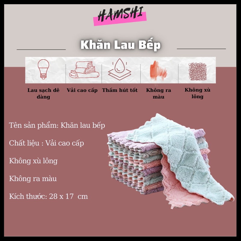 Khăn lau bếp siêu thấm đa năng 2 mặt dày dặn HAMSHI SHOP K02