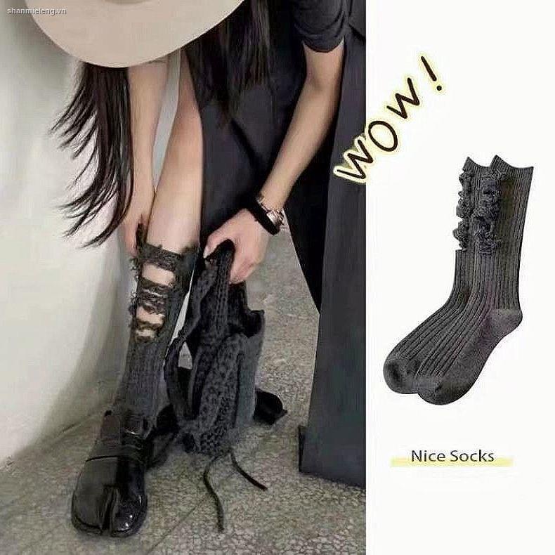 Vớ ống cao mỏng phối lỗ rách thời trang xuân hè cho nữ tùy chọn số lượng