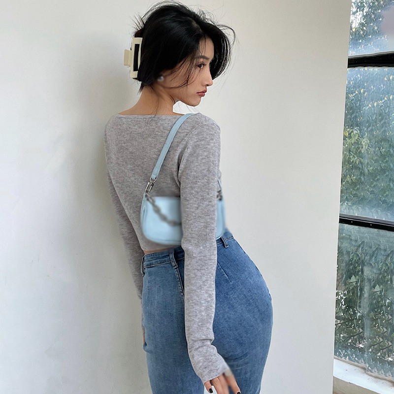 Áo Cardigan Dệt Kim Tay Dài Phối Nút Thiết Kế Cổ Chữ V Quyến Rũ