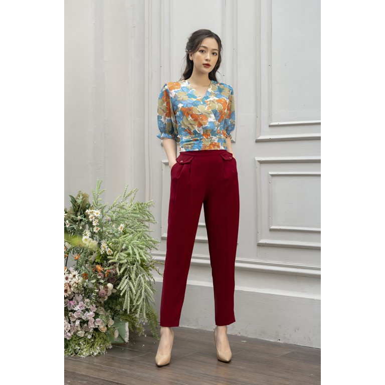 [Mã LT50 giảm 50k đơn 250k]Quần baggy nữ vải tuyết mưa, dáng dài, phong cách công sở, khóa sườn có túi thiết kế Clara Ma