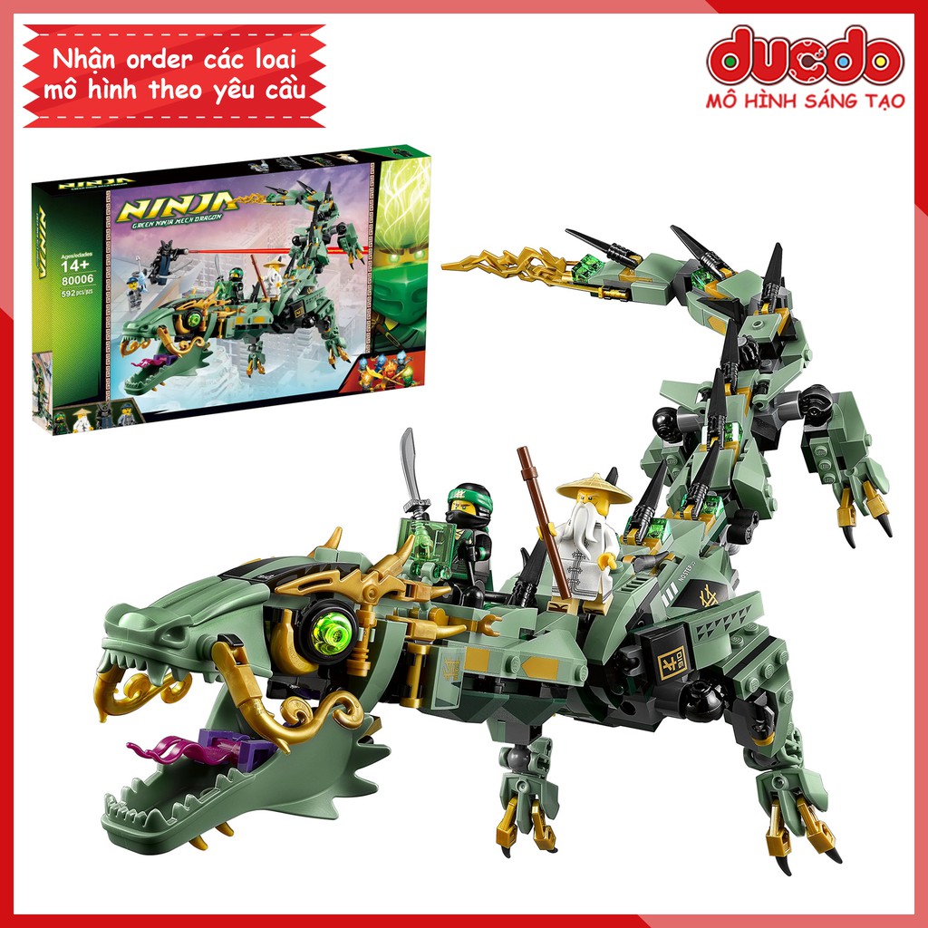 80006 Lắp ghép Ninjago Rồng Máy Xanh Khổng Lồ - Đồ chơi Xếp hình Mô hình Ninja Mech Dragon 70612 LEPIN 06051