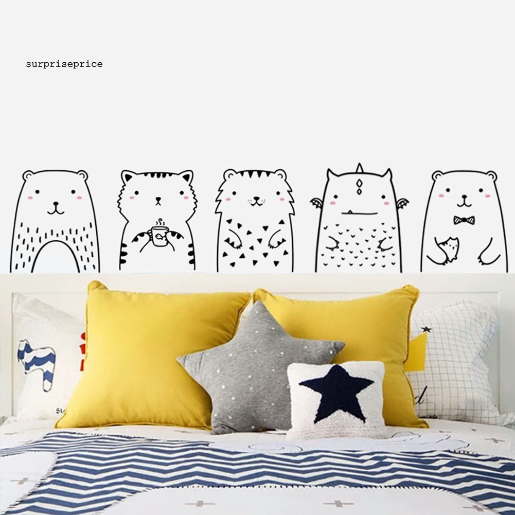 Sticker dán tường hình động vật dễ thương trang trí DIY