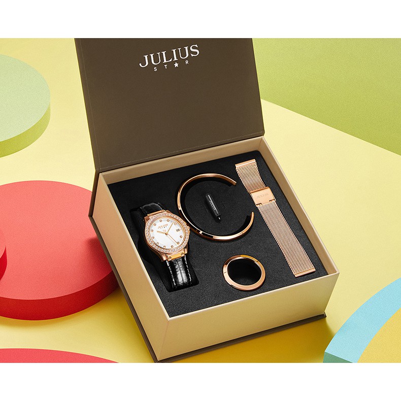 Đồng hồ nữ Julius Star Hàn Quốc JS-040 tặng 1 dây, 1 viền mặt, 1 vòng tay