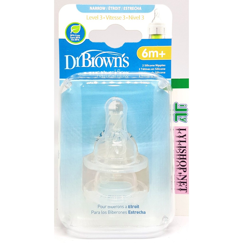 Núm vú từ Mỹ Dr Browns Natural Flow Level 3 cho bé 6 tháng tuổi