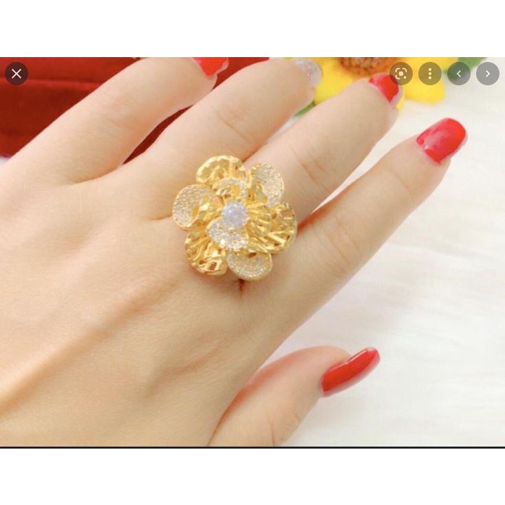 Nhẫn hoa mai bồng mã 15 mạ cao cấp