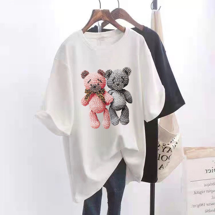 Áo thun cotton tay lửng dáng rộng phong cách Hàn Quốc thời trang mùa hè mới cho nữ