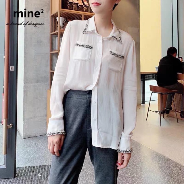 Áo Sơ Mi Lụa Viền dạ siêu đẹp freeship  ảnh thật fb