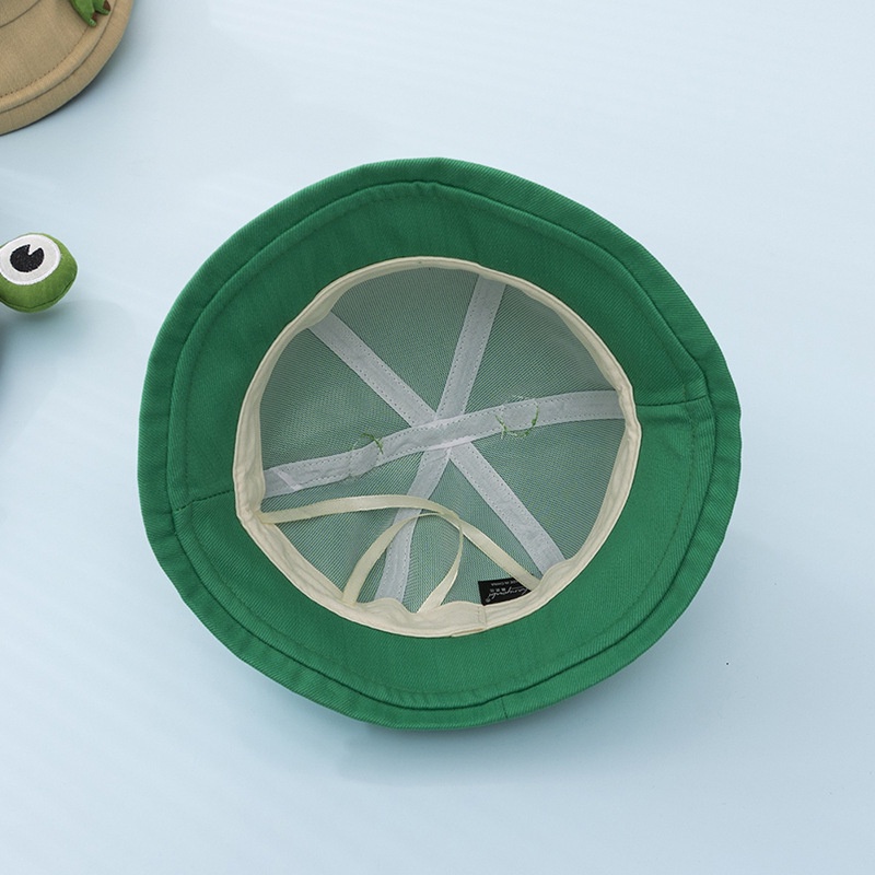 Nón Bucket Chất Liệu Cotton Thân Thiện Với Da In Hình Chú Ếch Dễ Thương Sáng Tạo Cho Bé