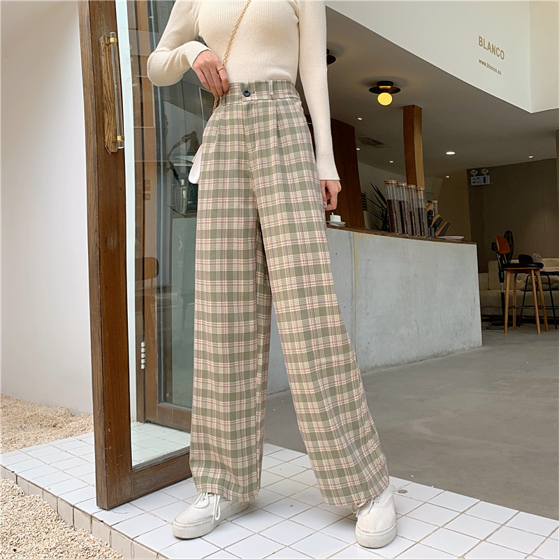 SUXI Quần Dài Ống Đứng Sọc Caro Nhiều Màu Thời Trang Nữ Tính