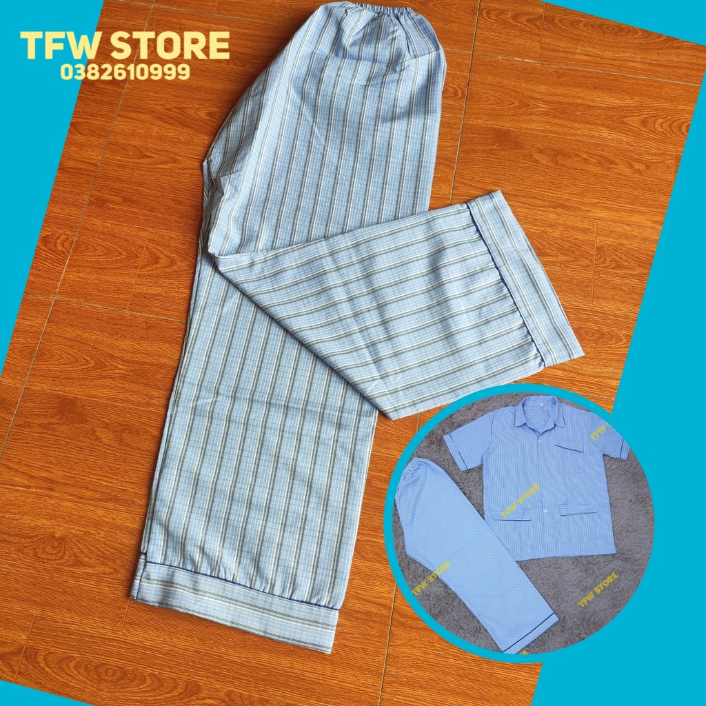 Quần Pijama Nam Trung Niên vải kate Kẻ Sọc ( Quần Dài ) Cho Người Lớn Tuổi