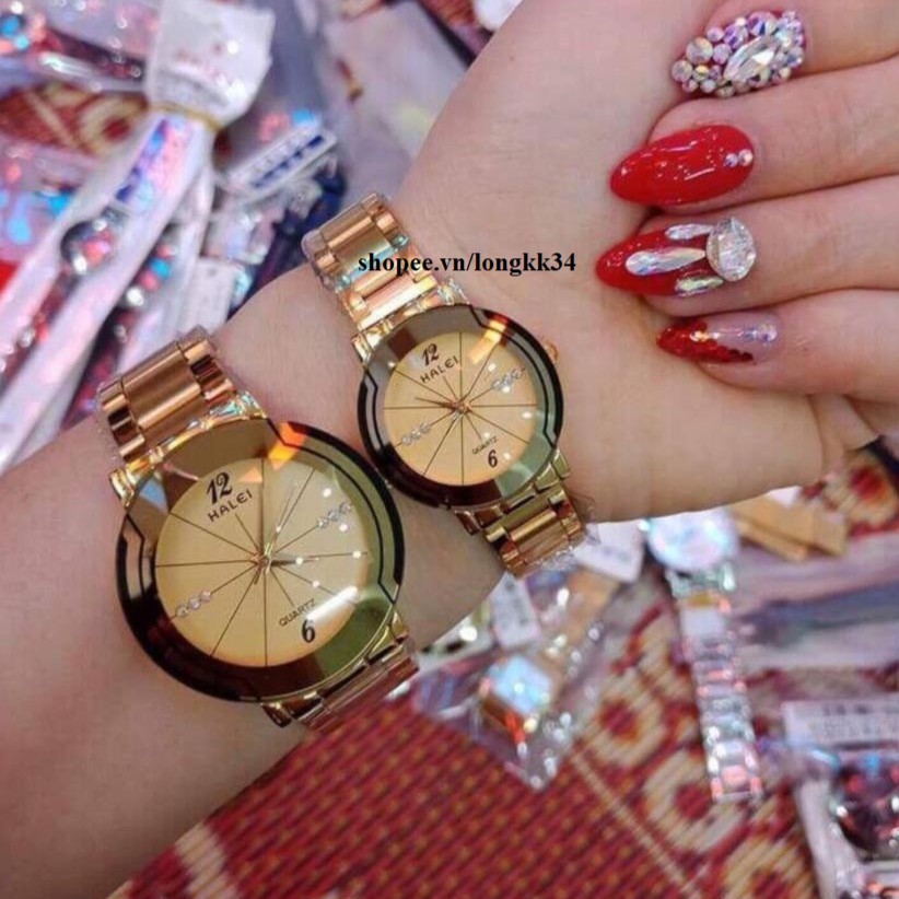 Cặp Đồng hồ Halei 457 nam nữ cao cấp chống xước, chống nước tuyệt đối | BigBuy360 - bigbuy360.vn