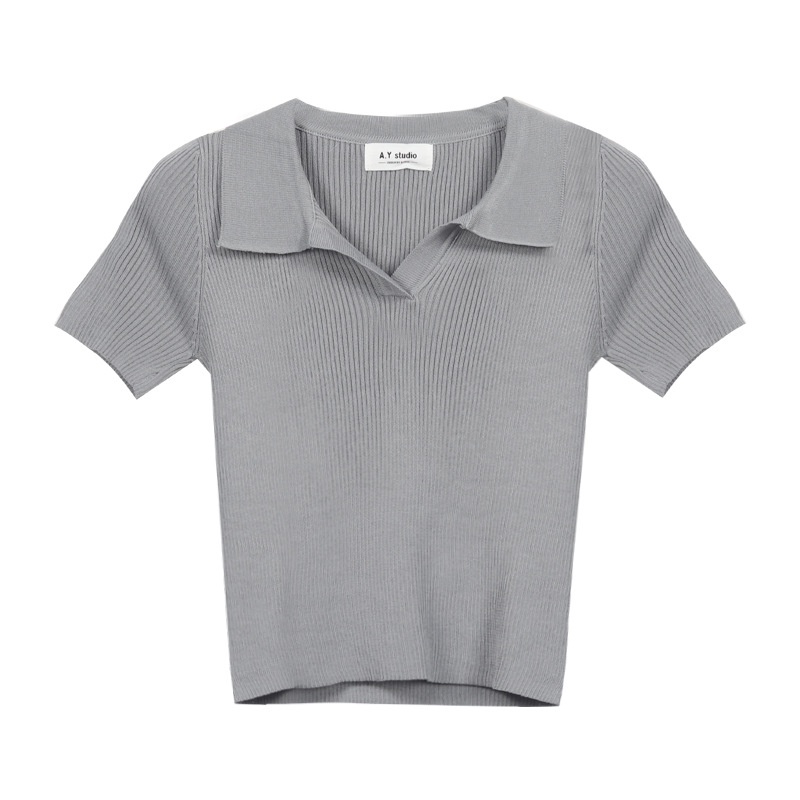 Áo Croptop ✨ GIÁ SALE✨ Áo Polo Croptop Len Tăm Dệt Kim Cao Cấp Quảng Châu Tay Ngắn Có Cổ