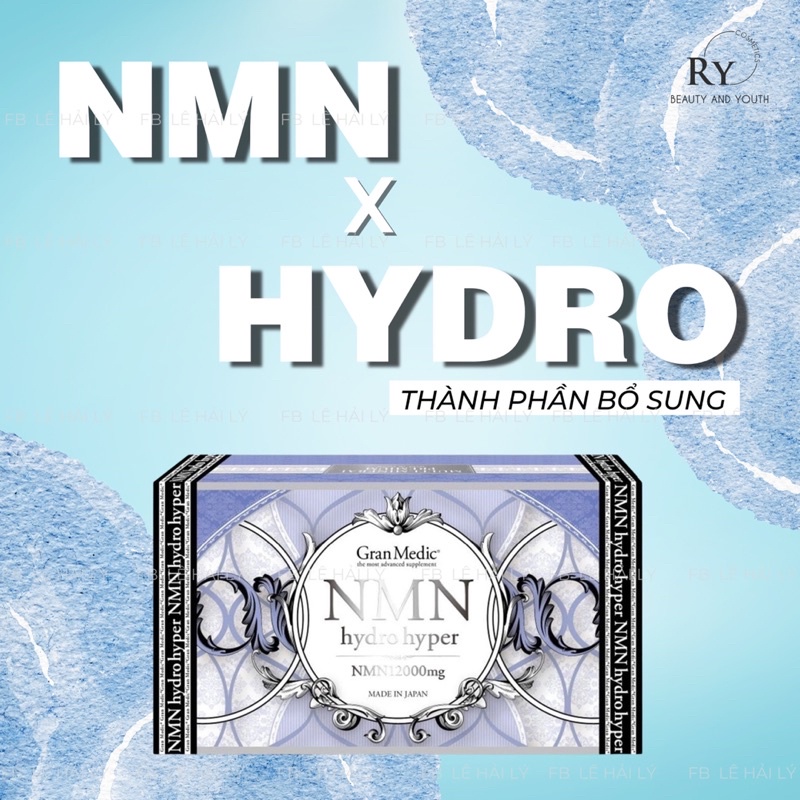 Viên Uống Trẻ Hoá - Trắng Da NMN HYDRO HYPER 12000+ 80 Viên Nhật Bản