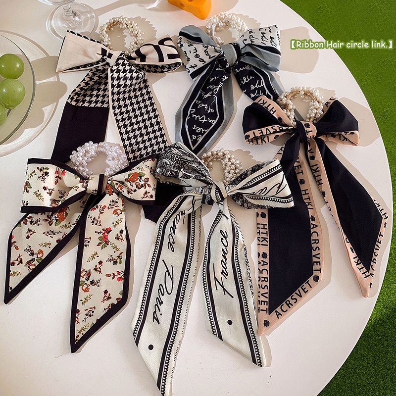 Dây Buộc Tóc Hình Nơ Đính Ngọc Trai Giả Phong Cách Hàn Quốc Mới 2023