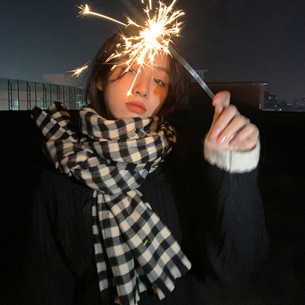 TWINKLE Khăn Choàng Cổ Mềm Mại Họa Tiết Kẻ Sọc Thời Trang Mùa Đông Cho Nam Và Nữ