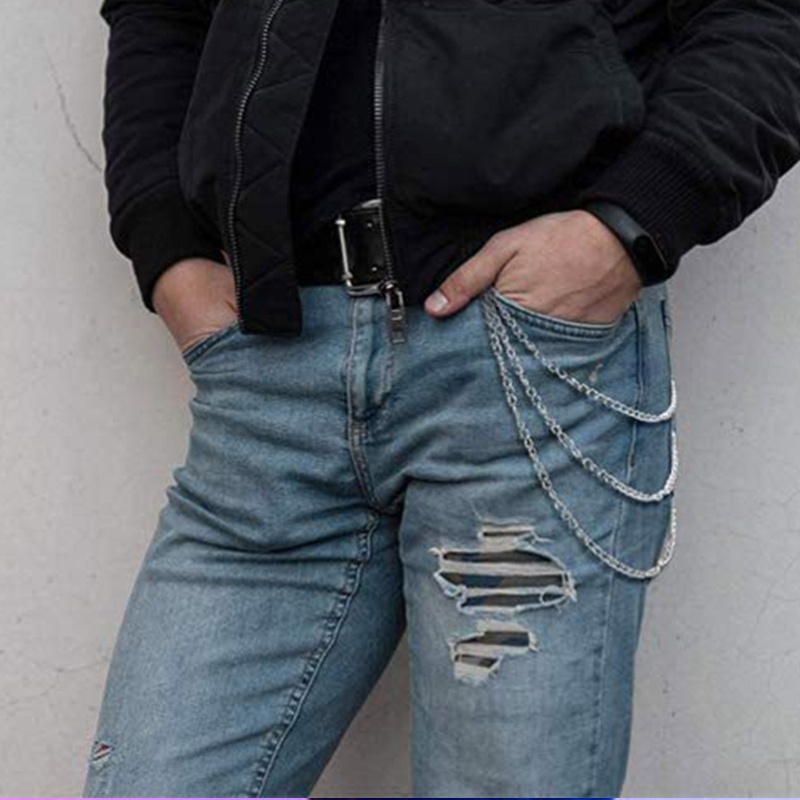 Dây Xích Bằng Hợp Kim Nhiều Lớp Trang Trí Quần Phong Cách Punk Hiphop