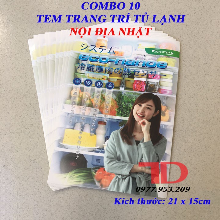 Combo 10 Tem dán trang trí Tủ Lạnh nội địa Nhật 21x15cm MS08