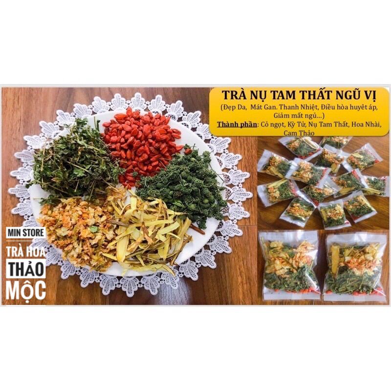 Trà TAM THẤT NGŨ VỊ  - 1 gói nhỏ dùng thử (5 vị: kỳ tử, cỏ ngọt, hoa nhài, cam thảo, nụ tam thất)