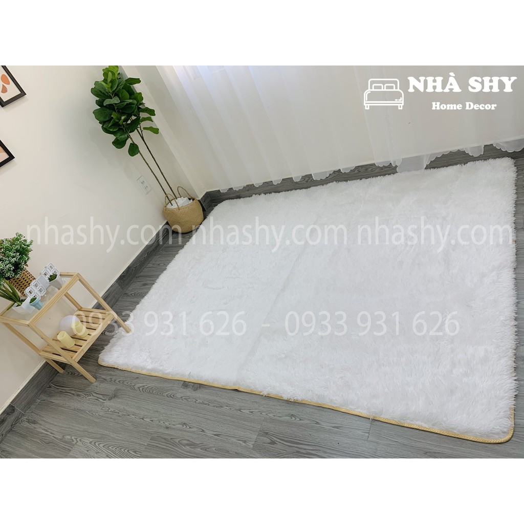 Thảm Lông Trải Sàn Màu Trắng Tinh - Size 2mx1m6