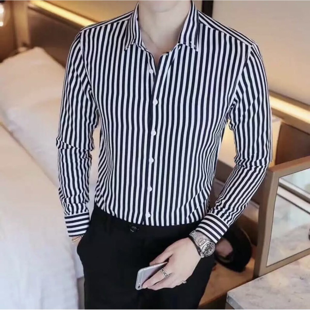 [VNXK-Ảnh thật-Loại đẹp] Sẵn hàng Áo sơ mi kẻ sọc dáng body vải mịn trơn mát, không nhăn không xù không bai màu