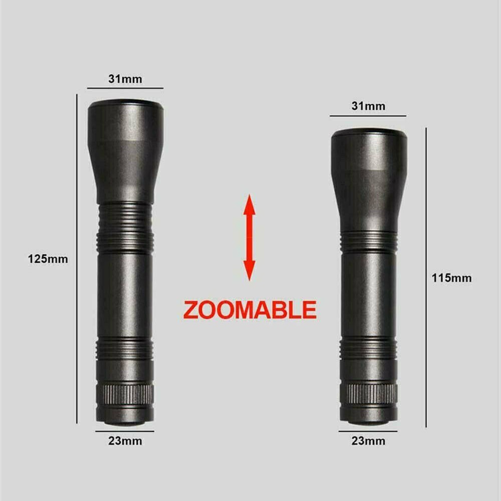 80000Lm LED UV Flashlight UV Light Torch 5Mode Zoomable 395nm Blacklight 18650