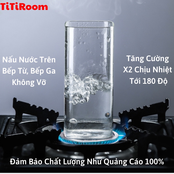 Cốc thủy tinh sạch vuông trong suốt dễ thương chịu nhiệt cao dùng pha cà phê, Ly thủy tinh uống sinh tố titiroom | BigBuy360 - bigbuy360.vn