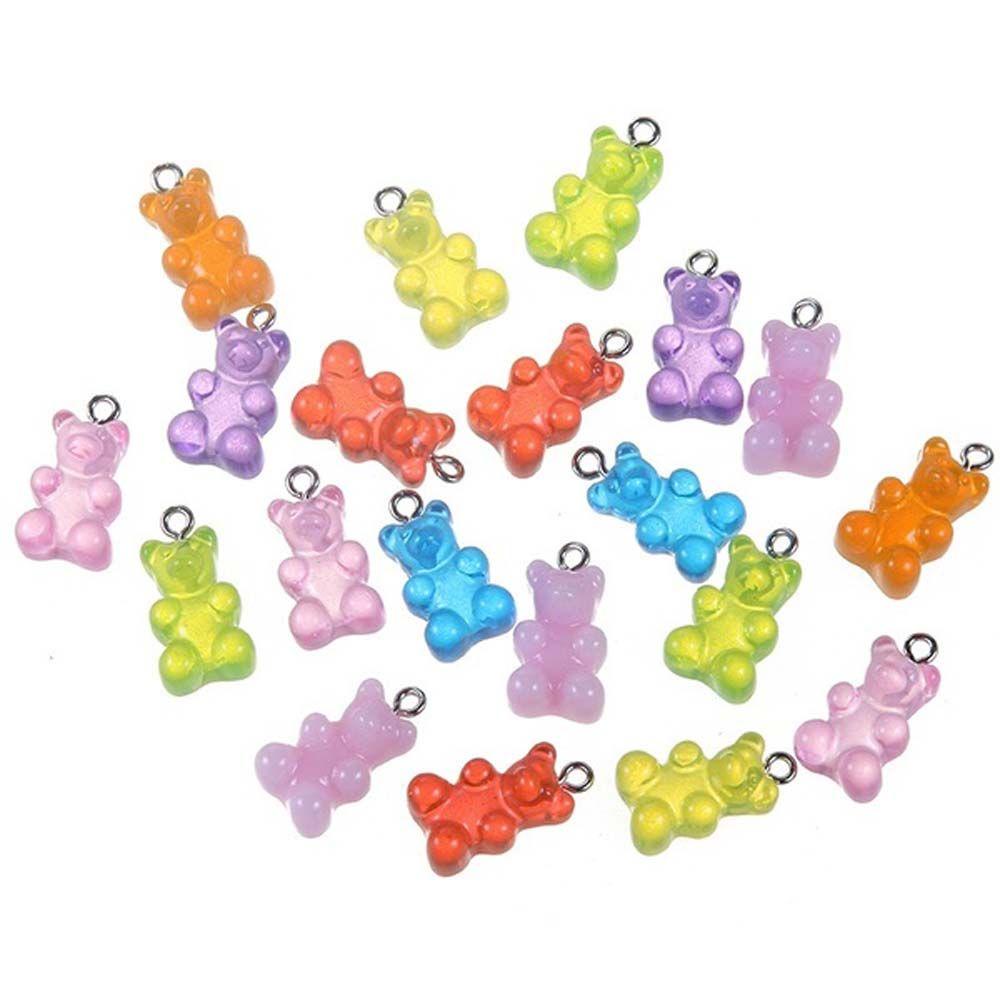 Mặt Vòng cổ Hình Kẹo Gummy Nhiều Màu Sắc Sáng Tạo|Set 10 Mặt Vòng cổ Hình Gấu 17 * 11 mm