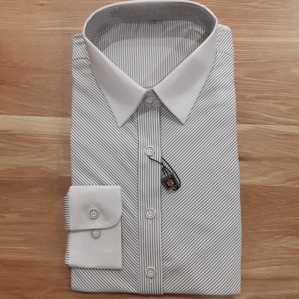 Áo Sơ Mi Nam Dài Tay Đẹp TAHISM023 Kẻ Sọc Phối Cổ Màu trắng chất Cotton Thoáng Mát | BigBuy360 - bigbuy360.vn