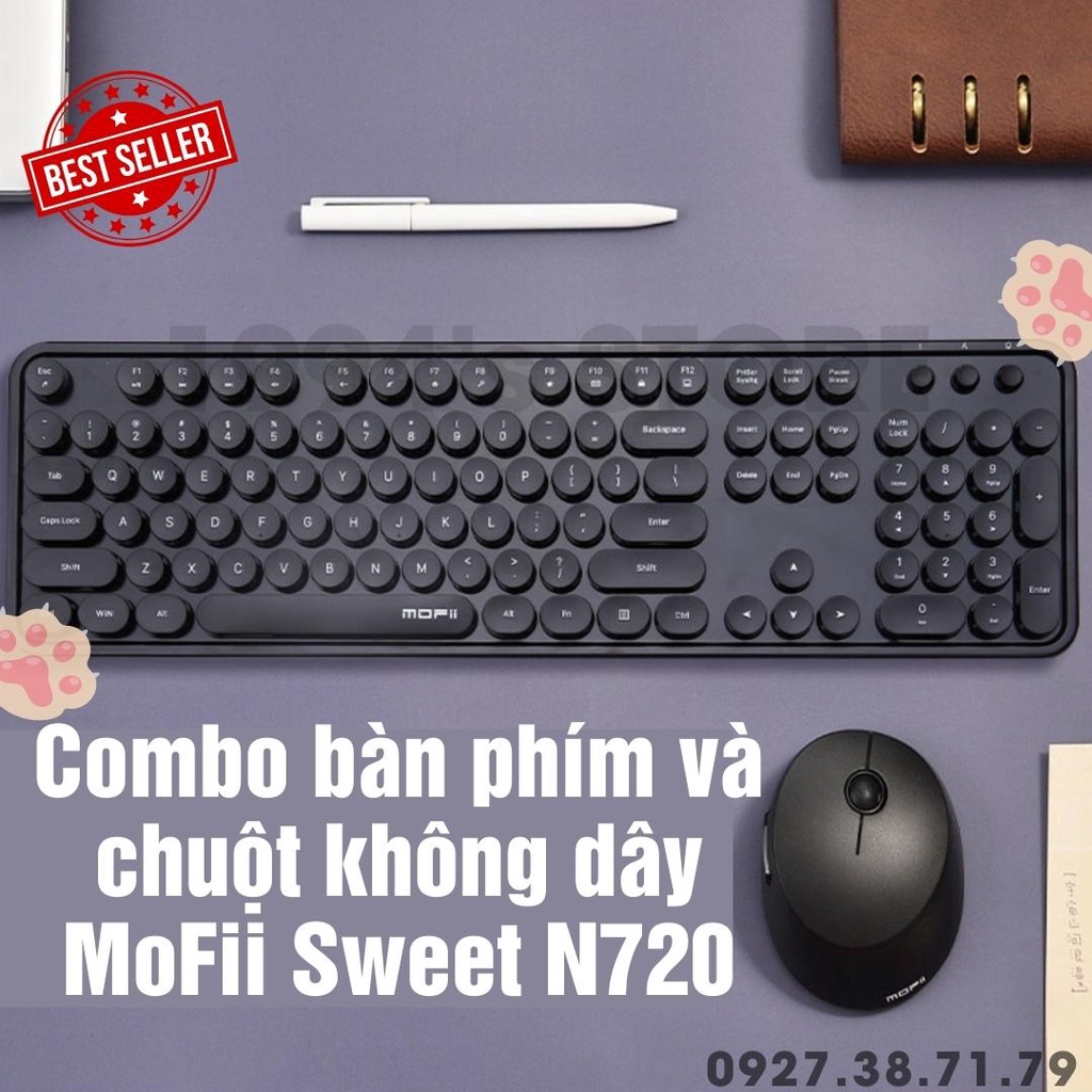 MoFii Sweet Mixed - Combo Bàn phím chuột không dây giả cơ MoFii SWEET N720 dùng cho PC, Laptop, Tivi, Điện thoại, Tablet