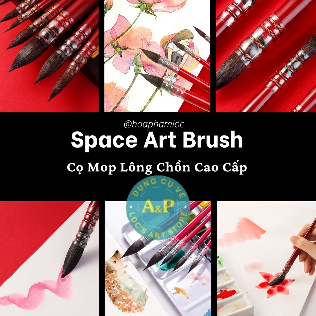 [Lộc's Art Store] Cọ MOP Vẽ Màu Nước Lông Chồn Space Art SP300